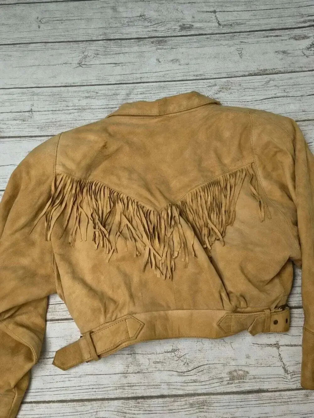 Vintage Daniel Marcus Tan Suede Fringe Crop Western Jacket Womens Medium Canada - Picture 12 of 12